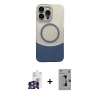 ieg™ iPhone 16 Pro Max Kılıf Kozmos Form Özel Seri - Siyah Bilvis 3D Mat Cam Ekran Koruyucu + Gümüş Bilvis Titan Kamera Lens