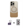 ieg™ iPhone 16 Pro Max Kılıf Kozmos Form Özel Seri - Siyah Bilvis 3D Mat Cam Ekran Koruyucu + Gümüş Bilvis Titan Kamera Lens