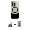 ieg™ iPhone 16 Pro Max Kılıf Kozmos Form Özel Seri - Siyah Bilvis 3D Mat Cam Ekran Koruyucu + Gümüş Bilvis Titan Kamera Lens