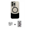 ieg™ iPhone 16 Pro Max Kılıf Kozmos Form Özel Seri - Siyah Bilvis 3D Mat Cam Ekran Koruyucu + Gümüş Pers Alüminyum Kamera Lens