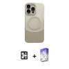 ieg™ iPhone 16 Pro Max Kılıf Kozmos Form Özel Seri - Siyah Bilvis 5in1 3D Magic Cam Ekran Koruyucu + Gümüş PVD Metal Kamera Lens