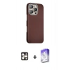 ieg™ iPhone 16 Pro Max Kılıf Kozmos Klasik Prime - Siyah Bilvis 5in1 3D Magic Cam Ekran Koruyucu + Gold PVD Metal Kamera Lens