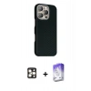 ieg™ iPhone 16 Pro Max Kılıf Kozmos Klasik Prime - Siyah Bilvis 5in1 3D Magic Cam Ekran Koruyucu + Gold PVD Metal Kamera Lens