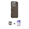 ieg™ iPhone 16 Pro Max Kılıf Kozmos Klasik Prime - Siyah Bilvis 5in1 3D Magic Cam Ekran Koruyucu + Gold PVD Metal Kamera Lens