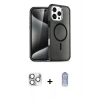 ieg™ iPhone 16 Pro Max Kılıf Nova Asil Prime - Siyah Joko Magic 5D Cam + Gümüş Pers Alüminyum Kamera Lens