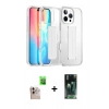 ieg™ iPhone 16 Pro Max Kılıf Nova Işık Koleksiyonu - Siyah 360 Mat Full Body Arka Koruyucu + Natural Grey Raze Metal Kamera Lens