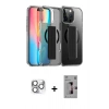 ieg™ iPhone 16 Pro Max Kılıf Nova Işık Koleksiyonu - Siyah Bilvis 3D Mat Cam Ekran Koruyucu + Gümüş Pers Alüminyum Kamera Lens