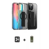 ieg™ iPhone 16 Pro Max Kılıf Nova Işık Koleksiyonu - Siyah Joko Magic 5D Hayalet Cam + Siyah PVD Metal Kamera Lens