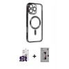 ieg™ iPhone 16 Pro Max Kılıf Nova Işık Özel Seri - Siyah Bilvis 3D Mat Cam Ekran Koruyucu + Gümüş Bilvis Titan Kamera Lens