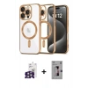 ieg™ iPhone 16 Pro Max Kılıf Nova Işık Özel Seri - Siyah Bilvis 3D Mat Cam Ekran Koruyucu + Gümüş Bilvis Titan Kamera Lens