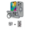 ieg™ iPhone 16 Pro Max Kılıf Nova Minimal Serisi - Siyah Bilvis 3D Mat Cam Ekran Koruyucu + Gri Pers Alüminyum Kamera Lens
