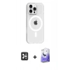 ieg™ iPhone 16 Pro Max Kılıf Pusula Form Özel Seri - Siyah Bilvis 5in1 5D Magic Hayalet Cam Ekran Koruyucu + Siyah PVD Metal Kamera Lens