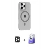ieg™ iPhone 16 Pro Max Kılıf Pusula Form Özel Seri - Siyah Bilvis 5in1 5D Magic Hayalet Cam Ekran Koruyucu + Siyah PVD Metal Kamera Lens