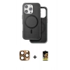 ieg™ iPhone 16 Pro Max Kılıf Pusula Işık Koleksiyonu - Siyah Buffer Cam Ekran Koruyucu + Çöl Titanyum Pers Alüminyum Kamera Lens