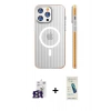ieg™ iPhone 16 Pro Max Kılıf Pusula Minimal Koleksiyonu - Şeffaf Pasifik Cam Ekran Koruyucu + Titanyum Gri Bilvis Titan Kamera Lens