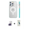 ieg™ iPhone 16 Pro Max Kılıf Pusula Minimal Koleksiyonu - Şeffaf Pasifik Cam Ekran Koruyucu + Titanyum Gri Bilvis Titan Kamera Lens