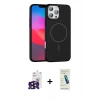 ieg™ iPhone 16 Pro Max Kılıf Siluet Doku Özel Seri - Şeffaf Pasifik Cam Ekran Koruyucu + Siyah Bilvis Titan Kamera Lens
