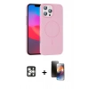ieg™ iPhone 16 Pro Max Kılıf Siluet Doku Özel Seri - Siyah 3D Antistatik Mat Seramik Nano Ekran Koruyucu + Gümüş PVD Metal Kamera Lens