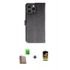 ieg™ iPhone 16 Pro Max Kılıf Siluet Işık Serisi - Siyah Buffer Cam Ekran Koruyucu + Çöl Titanyum Raze Metal Kamera Lens
