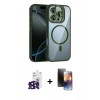 ieg™ iPhone 16 Pro Max Kılıf Yadigar Asil Koleksiyonu - Siyah 3D Antistatik Mat Seramik Nano Ekran Koruyucu + Siyah Bilvis Titan Kamera Lens