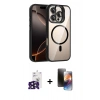 ieg™ iPhone 16 Pro Max Kılıf Yadigar Asil Koleksiyonu - Siyah 3D Antistatik Mat Seramik Nano Ekran Koruyucu + Siyah Bilvis Titan Kamera Lens