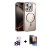 ieg™ iPhone 16 Pro Max Kılıf Yadigar Asil Koleksiyonu - Siyah 3D Antistatik Mat Seramik Nano Ekran Koruyucu + Siyah Bilvis Titan Kamera Lens