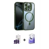 ieg™ iPhone 16 Pro Max Kılıf Yadigar Asil Koleksiyonu - Siyah Bilvis 5in1 5D Magic Hayalet Cam Ekran Koruyucu + Siyah Bilvis Titan Kamera Lens