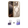 ieg™ iPhone 16 Pro Max Kılıf Yadigar Asil Koleksiyonu - Siyah Bilvis 5in1 5D Magic Hayalet Cam Ekran Koruyucu + Siyah Bilvis Titan Kamera Lens