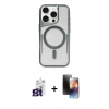 ieg™ iPhone 16 Pro Max Kılıf Yadigar Klasik Özel Seri - Siyah 3D Antistatik Mat Seramik Nano Ekran Koruyucu + Titanyum Gri Bilvis Titan Kamera Lens