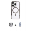 ieg™ iPhone 16 Pro Max Kılıf Yadigar Klasik Özel Seri - Siyah Joko Magic 5D Cam + Gri Pers Alüminyum Kamera Lens