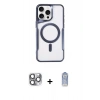 ieg™ iPhone 16 Pro Max Kılıf Yadigar Klasik Özel Seri - Siyah Joko Magic 5D Cam + Gri Pers Alüminyum Kamera Lens