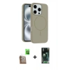 ieg™ iPhone 16 Pro Max Kılıf Yankı Form Serisi - Siyah 360 Mat Full Body Arka Koruyucu + Çöl Titanyum Raze Metal Kamera Lens