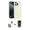 ieg™ iPhone 16 Pro Max Kılıf Yankı Form Serisi - Siyah 360 Mat Full Body Arka Koruyucu + Çöl Titanyum Raze Metal Kamera Lens