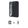 ieg™ iPhone 16 Pro Max Kılıf Yankı Yansıma Özel Seri - Siyah Bilvis 3D Cam Ekran Koruyucu + Gold PVD Metal Kamera Lens