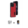 ieg™ iPhone 16 Pro Max Kılıf Yörünge Işık Serisi - Siyah Buffer Hayalet Cam Ekran Koruyucu + Gümüş Pers Alüminyum Kamera Lens
