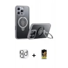 ieg™ iPhone 16 Pro Max Kılıf Zirve Çizgi Prime - Siyah Buffer Cam Ekran Koruyucu + Gümüş Pers Alüminyum Kamera Lens