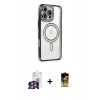 ieg™ iPhone 16 Pro Max Kılıf Zirve Doku Prime - Siyah Buffer Cam Ekran Koruyucu + Gümüş Bilvis Titan Kamera Lens