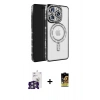 ieg™ iPhone 16 Pro Max Kılıf Zirve Doku Prime - Siyah Buffer Cam Ekran Koruyucu + Gümüş Bilvis Titan Kamera Lens