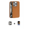 ieg™ iPhone 16 Pro Max Kılıf Zirve Modern Prime - Siyah Buffer Hayalet Cam Ekran Koruyucu + Gold PVD Metal Kamera Lens