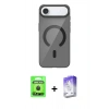 ieg™ iPhone 17 Air Kılıf Pusula Form Özel Seri - Siyah Bilvis 5in1 3D Magic Cam Ekran Koruyucu + Siyah Raze Metal Kamera Lens