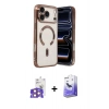 ieg™ iPhone 17 Pro Max Kılıf Nova Işık Özel Seri - Siyah Bilvis 5in1 5D Magic Hayalet Cam Ekran Koruyucu + Turuncu Bilvis Titan Kamera Lens
