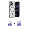 ieg™ iPhone 17 Pro Max Kılıf Nova Işık Özel Seri - Siyah Bilvis 5in1 5D Magic Hayalet Cam Ekran Koruyucu + Turuncu Bilvis Titan Kamera Lens