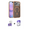 ieg™ iPhone 17 Pro Max Kılıf Siluet Minimal Prime - Siyah Bilvis 5in1 3D Magic Cam Ekran Koruyucu + Turuncu Bilvis Titan Kamera Lens