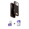 ieg™ iPhone 17 Pro Max Kılıf Vadi Klasik Serisi - Siyah Bilvis 5in1 3D Magic Cam Ekran Koruyucu + Turuncu Bilvis Titan Kamera Lens