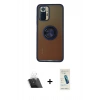 ieg™ Redmi Note 10 Kılıf Yörünge Çizgi - Şeffaf Pasifik Cam Ekran Koruyucu + Şeffaf Kamera Lens Koruma Cam