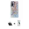 ieg™ Redmi Note 10 Pro Kılıf Siluet Çizgi Koleksiyonu - Şeffaf Pasifik Cam Ekran Koruyucu + Şeffaf Kamera Lens Koruma Cam