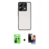ieg™ Redmi Note 13 Pro 5G Kılıf Ahenk Çizgi Serisi - Siyah 3D Antistatik Mat Seramik Nano Ekran Koruyucu + Gümüş Raze Metal Kamera Lens