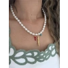İncili Balık Biber Kolye - Beyaz