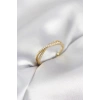 İncili ve Zirkon Taşlı Gold Renk Kadın Yüzük - TJ-BYK4107