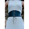 İp Detaylı Şık Harness Kemer, Deri Korse Kemer - Brf607